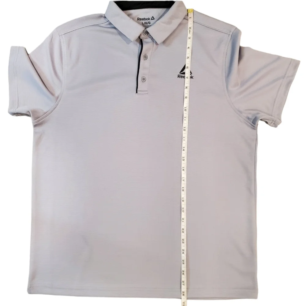 Reebok Mens Gray Short Sleeve Polo Shirt Size Large